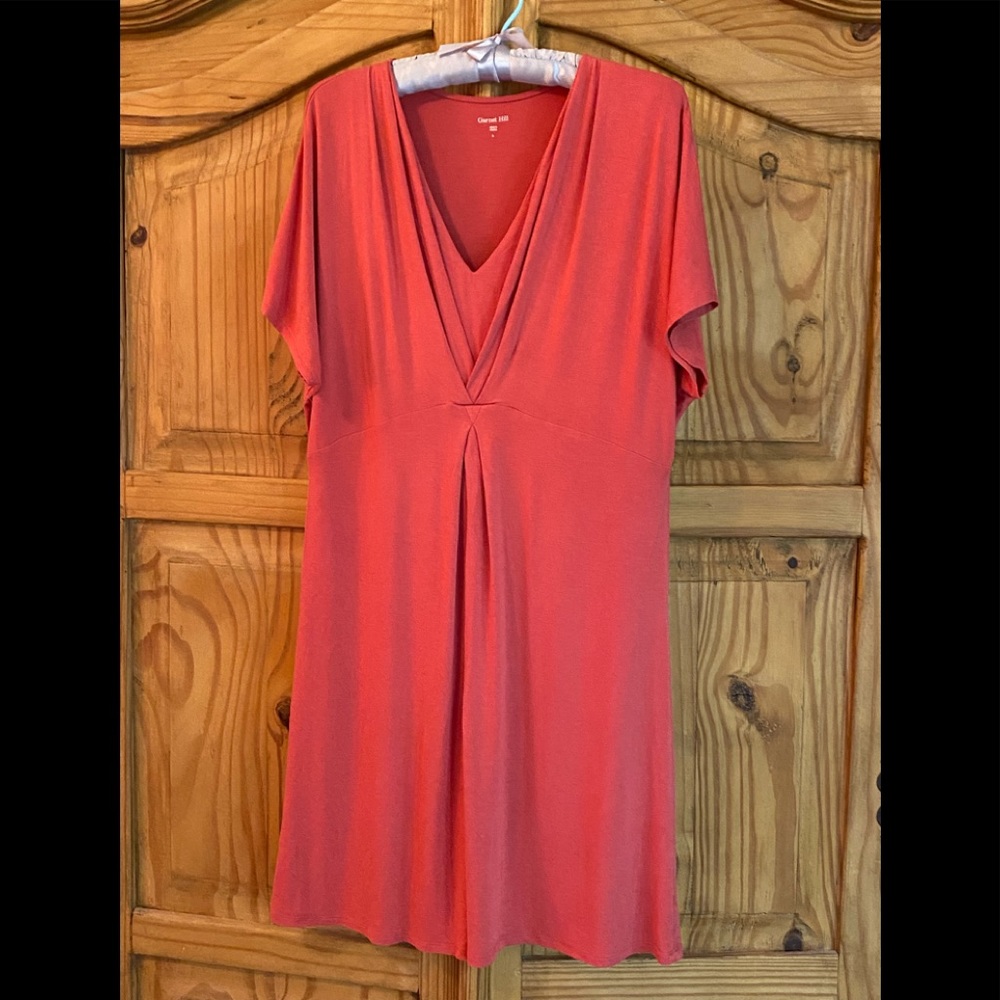 Garnet Hill short jersey dress L coral